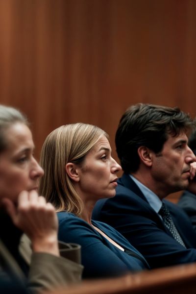 Jurados em um julgamento analisando o julgamento